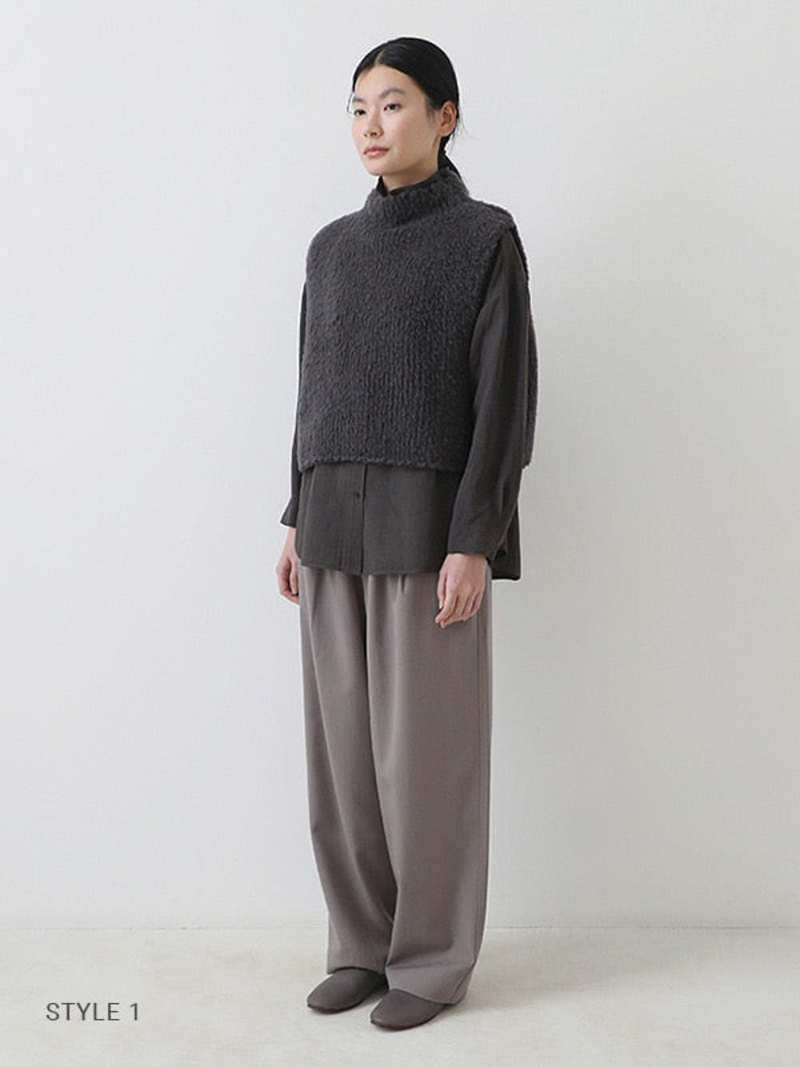 evam eva Alpaca Boa Vest - Sumi | Garmentory