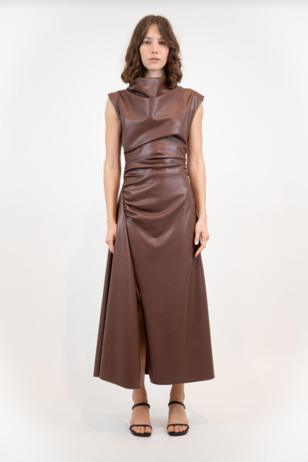 brown mother of the bride dress Jovani 23030 Mother of the Bride Feather Off Shoulder Dress main image 1