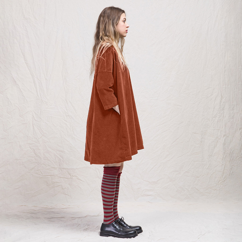Album Di Famiglia Boatneck Tunic Velvet Dress - Rust Rewards - Monetha