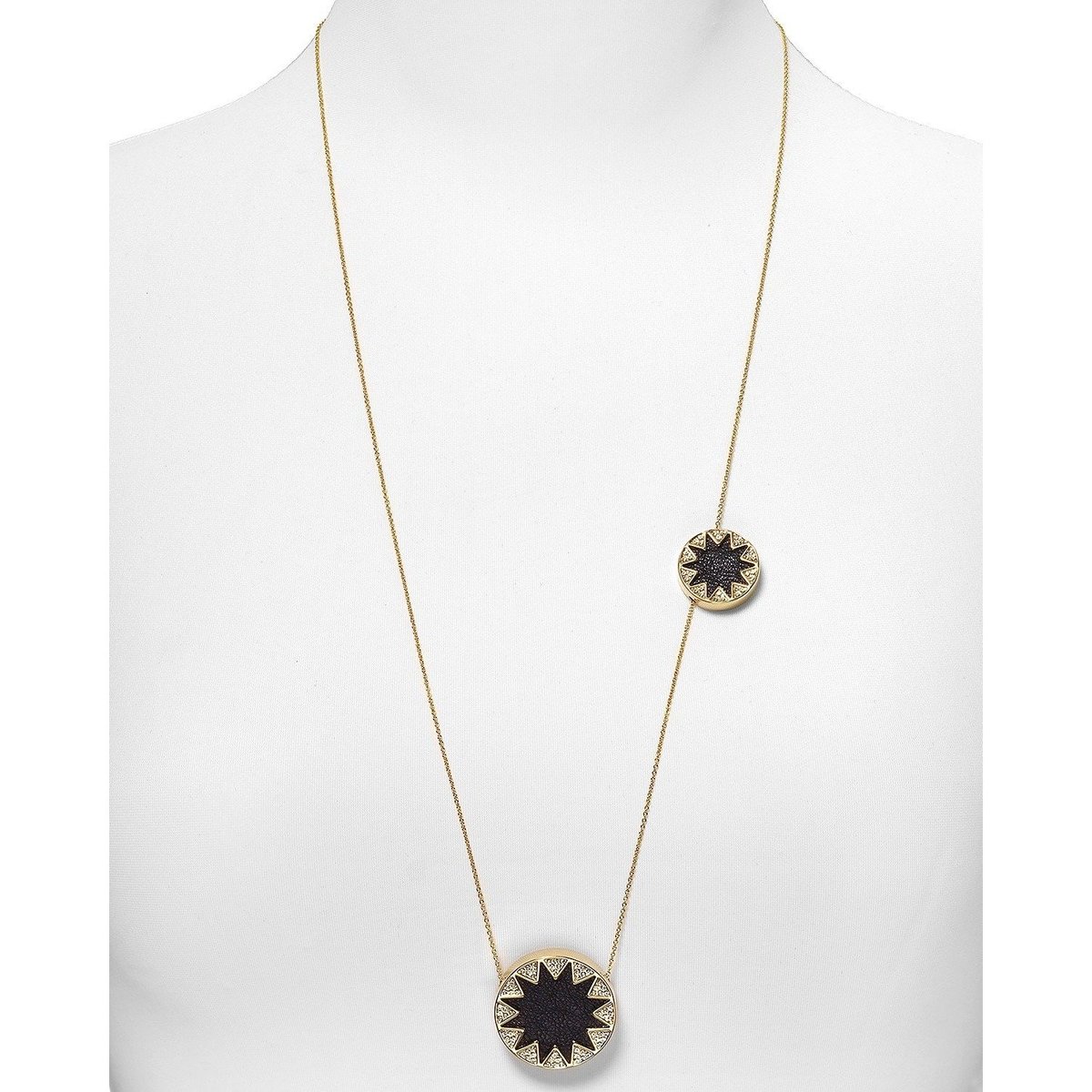 House of Harlow 1960 Black Leather Gold Large Sunburst Pendant Necklace 28” House of Harlow 1960 Resin Sunburst Pendant Necklace - Black  main image 2