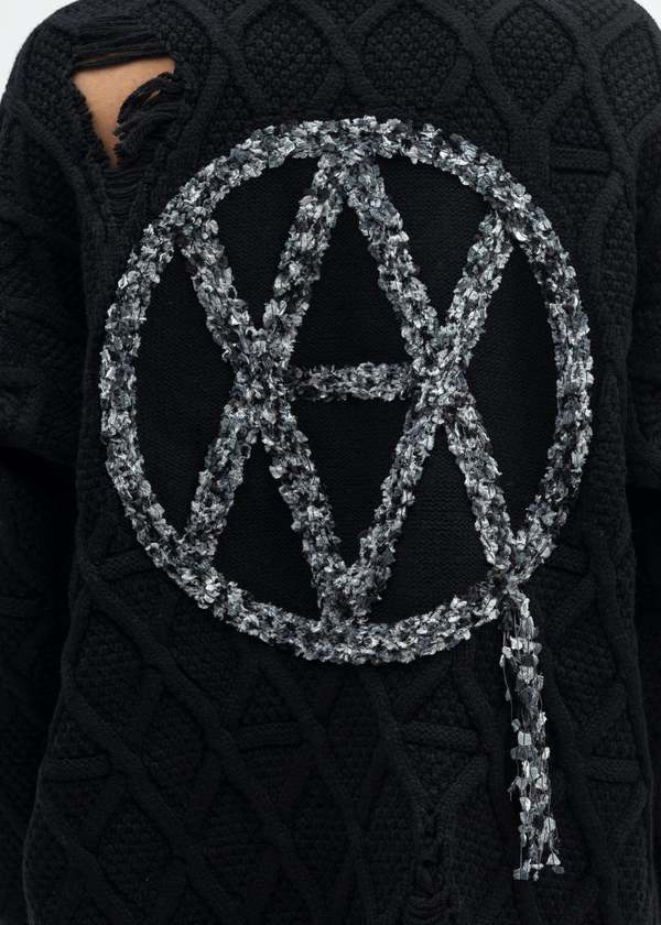 Kidill BLACK DESTROYED PULLOVER KNIT - BLACK | Garmentory
