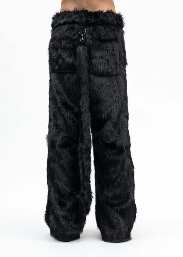 Kidill BLACK FAUX FUR DEVIL PANTS - BLACK | Garmentory