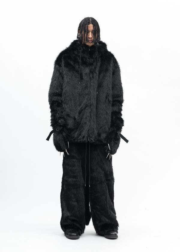 Kidill BLACK FAUX FUR DEVIL PANTS - BLACK | Garmentory