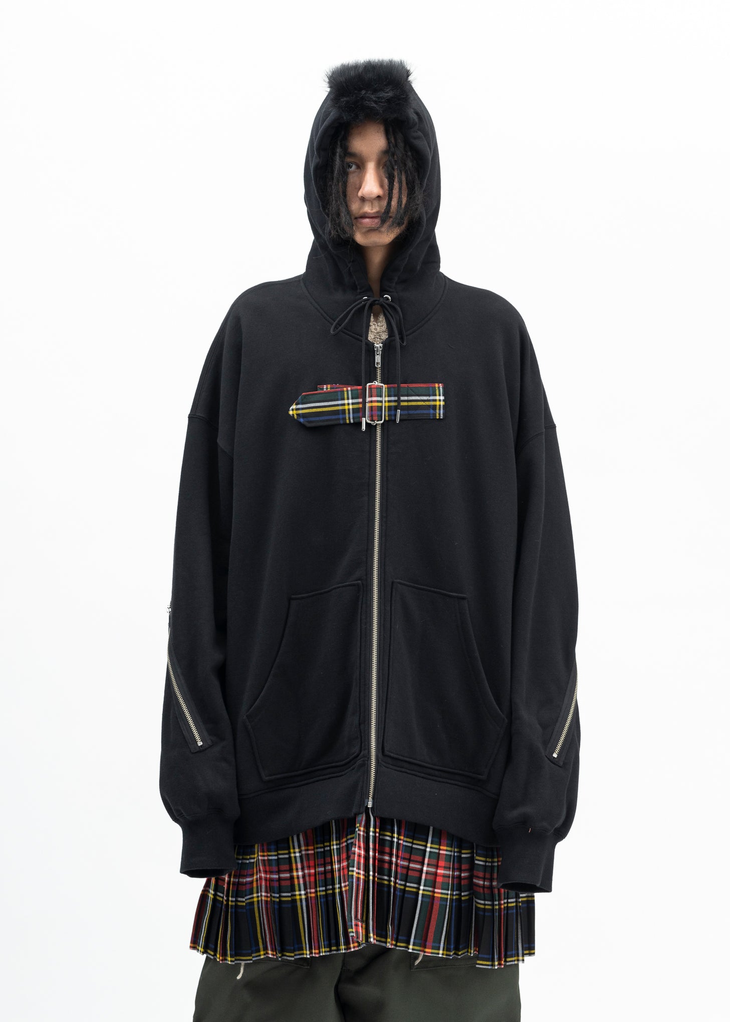 Kidill BLACK MOHAWK PUNK HOODIE - BLACK | Garmentory