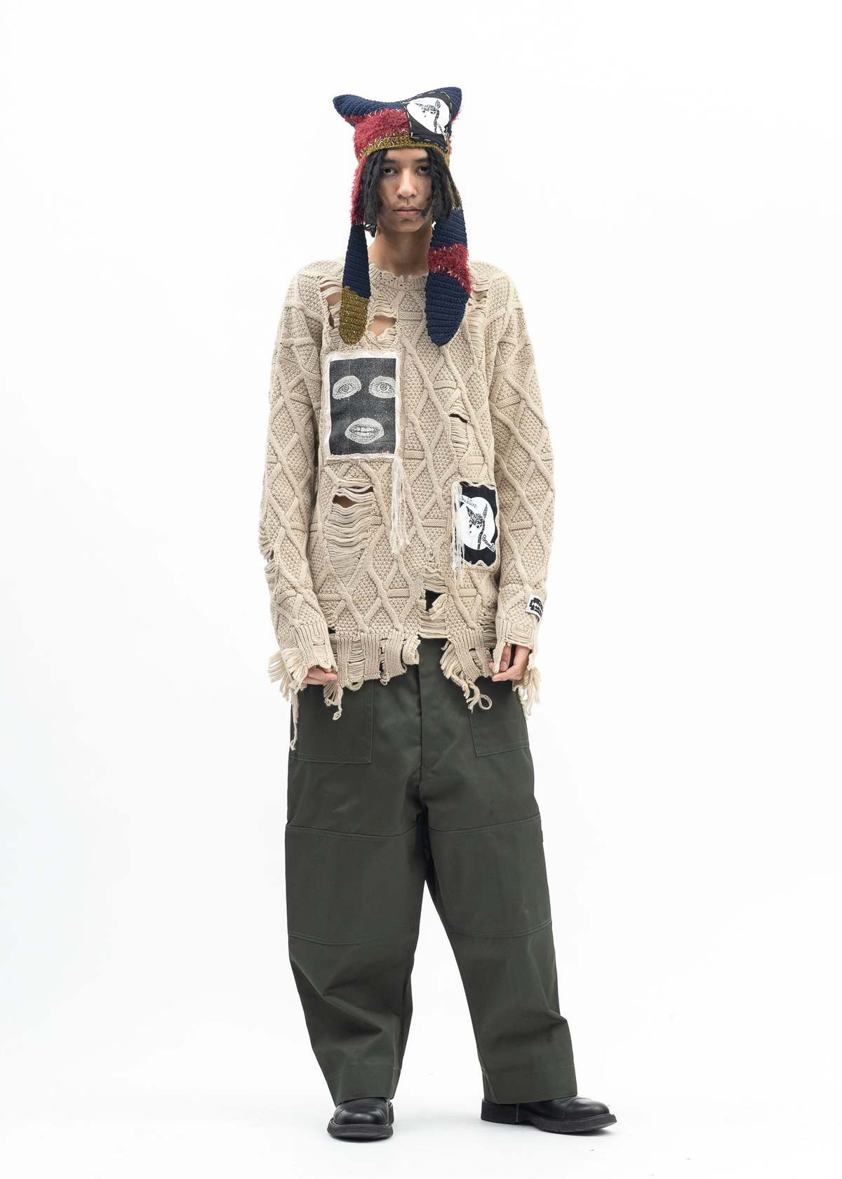 Kidill NAVY BLUE WHO KILLED BAMBI HAND KNIT BEANIE - Multi