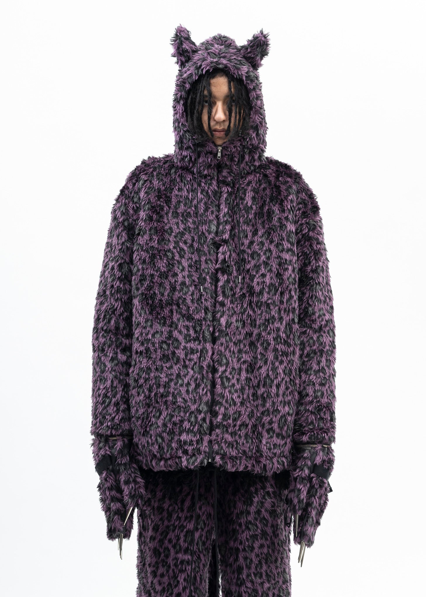 Kidill PURPLE LEOPARD FAUX FUR DEVIL JACKET - Multi | Garmentory