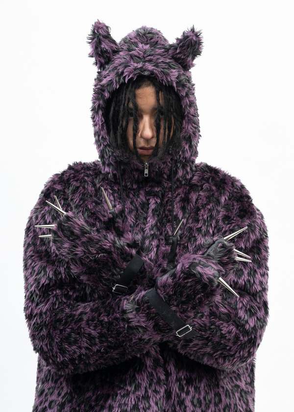 Kidill PURPLE LEOPARD FAUX FUR DEVIL JACKET - Multi | Garmentory