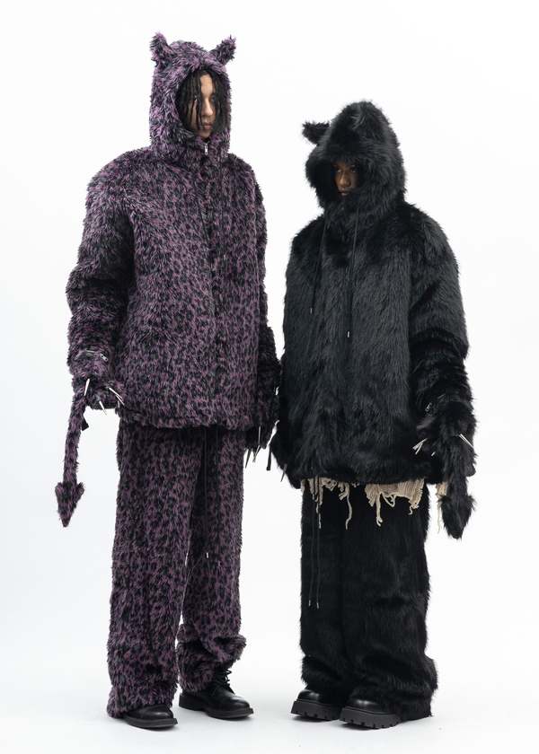 Kidill PURPLE LEOPARD FAUX FUR DEVIL JACKET - Multi | Garmentory