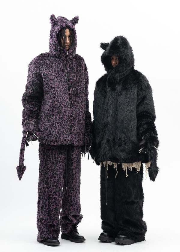 Kidill PURPLE LEOPARD FAUX FUR DEVIL JACKET - Multi | Garmentory