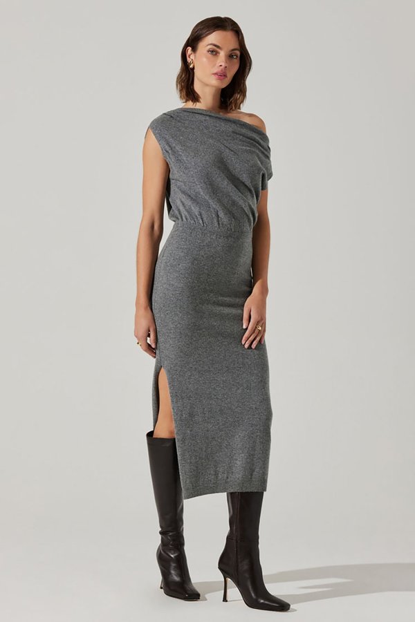 half black half white dress Baltic Born Womens Adela Maxi Dress | Black + White main image 0