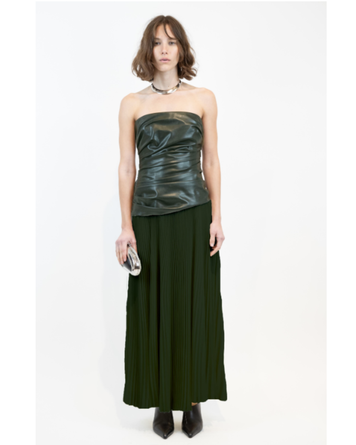 Simkhai ARIE STRAPLESS BUSTIER MIDI DRESS - EVEREST