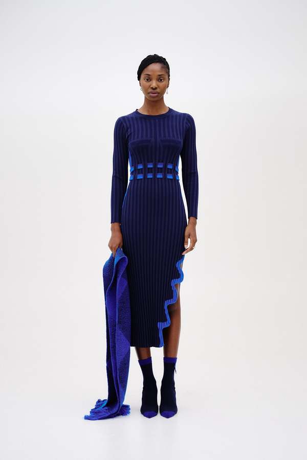 ph5 midi dress PH5 Aster Reversible Asymmetric Wavy Dress