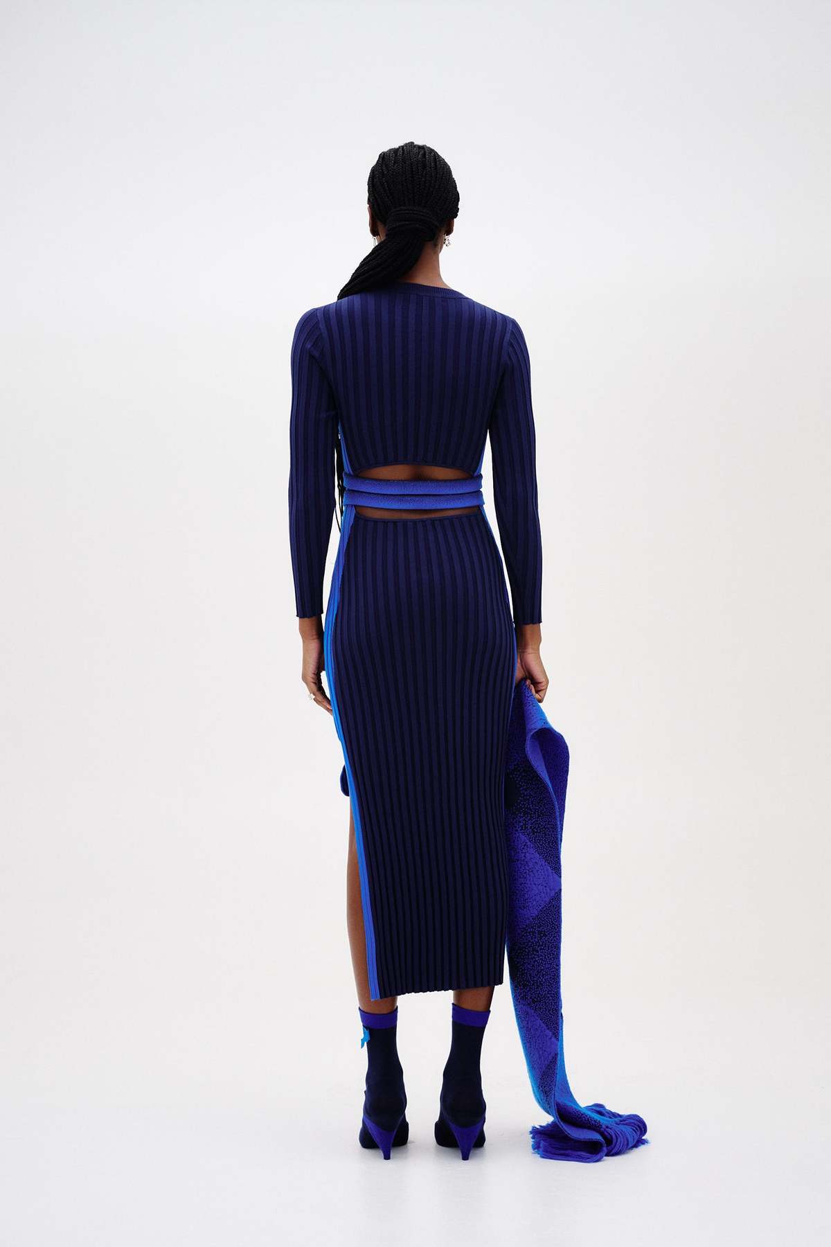 open lace back dress V-Neck Belted Electric Pleats Skirt Dress – Krizia Shop main image 0