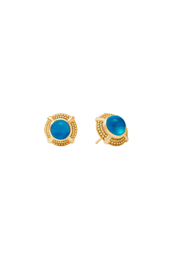 Julie Vos Cabochon Stud - Iridescent London Blue
