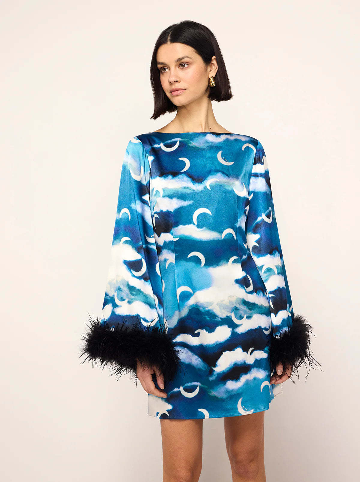 blue feather mini dress Baby Blue Feather Mini Dress: Cold Shoulder Tulle Party Dress