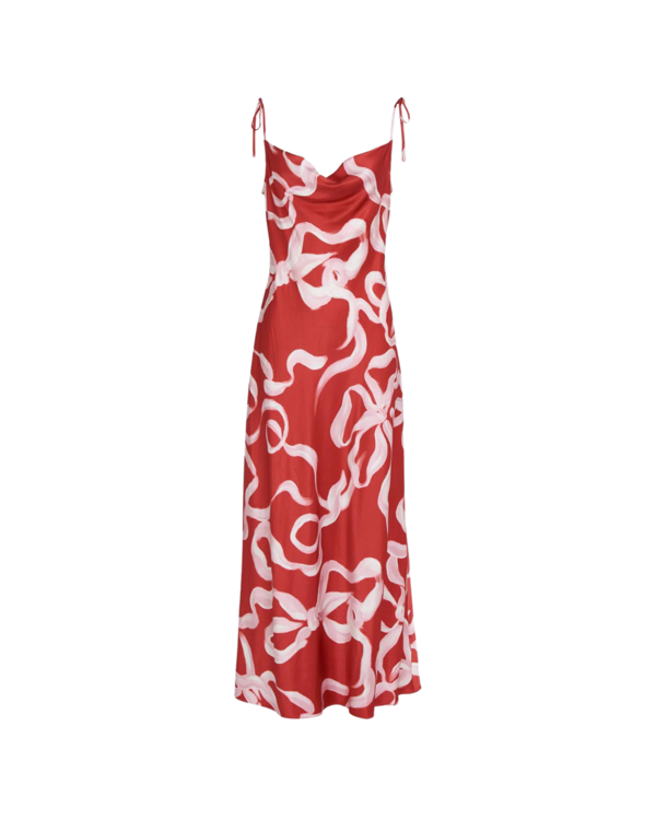 Kitri Cindy Maxi Dress - Red Ribbon Print | Garmentory