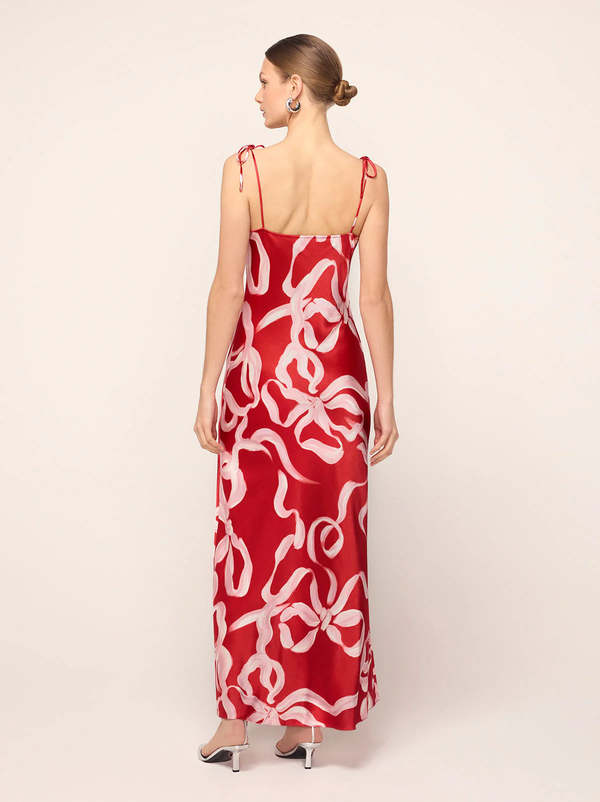 【新品・未開封】Kite ribbon set dress Kitri Cindy Maxi Dress - Red Ribbon Print | Garmentory