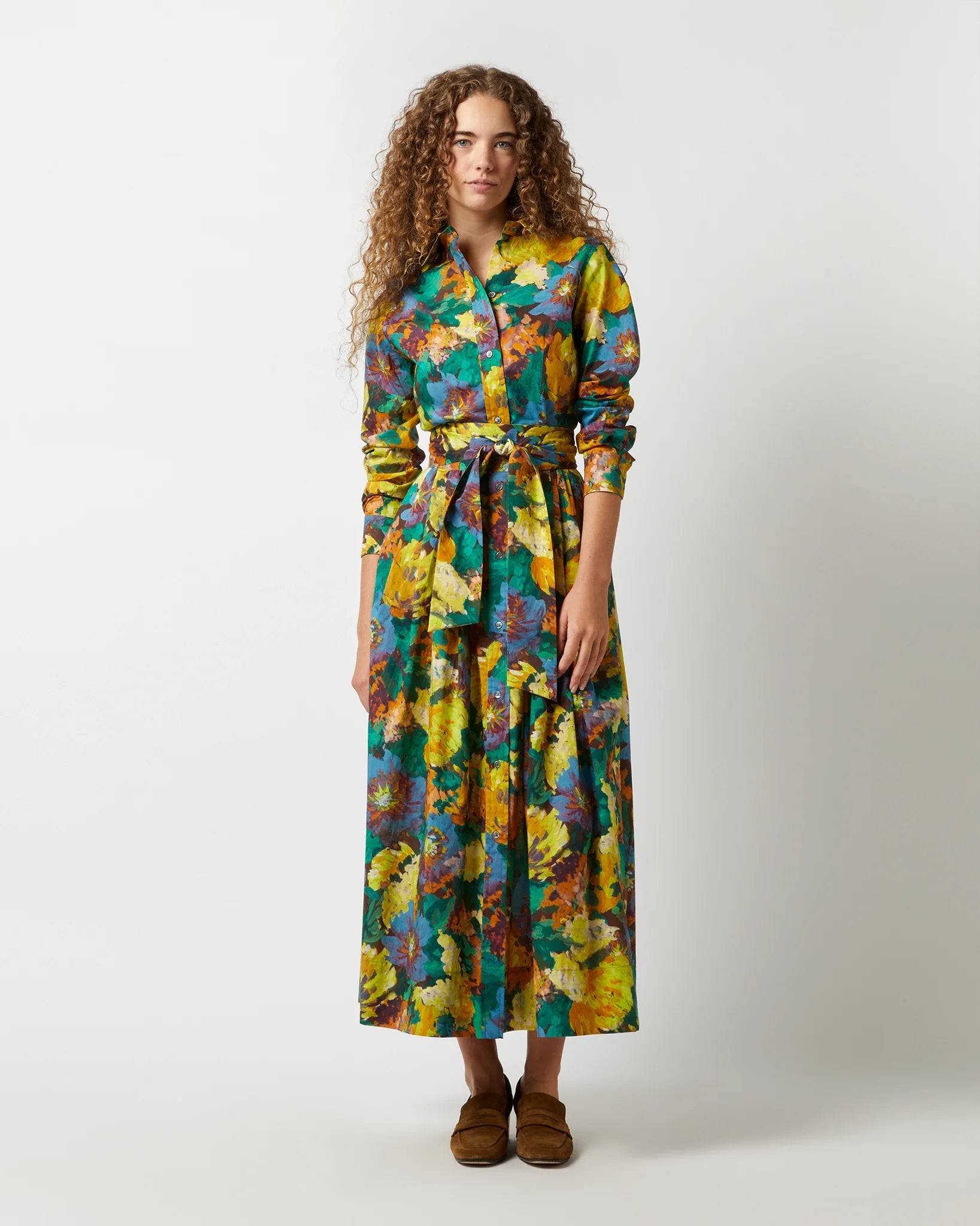 Mashburn Classic Shirtwaist Maxi Dress - Multi | Garmentory Mashburn Classic Shirtwaist Maxi Dress - Multi | Garmentory