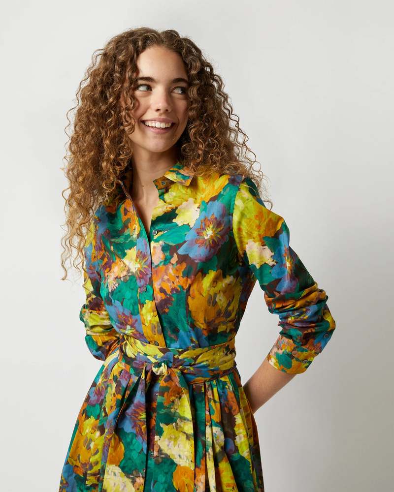 Mashburn Classic Shirtwaist Maxi Dress - Multi | Garmentory Mashburn Classic Shirtwaist Maxi Dress - Multi | Garmentory
