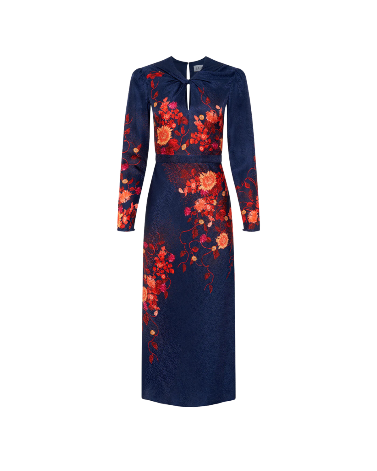 Saloni Claudia Midi Dress - Flori Sunset Plmt - Image 1 of 4