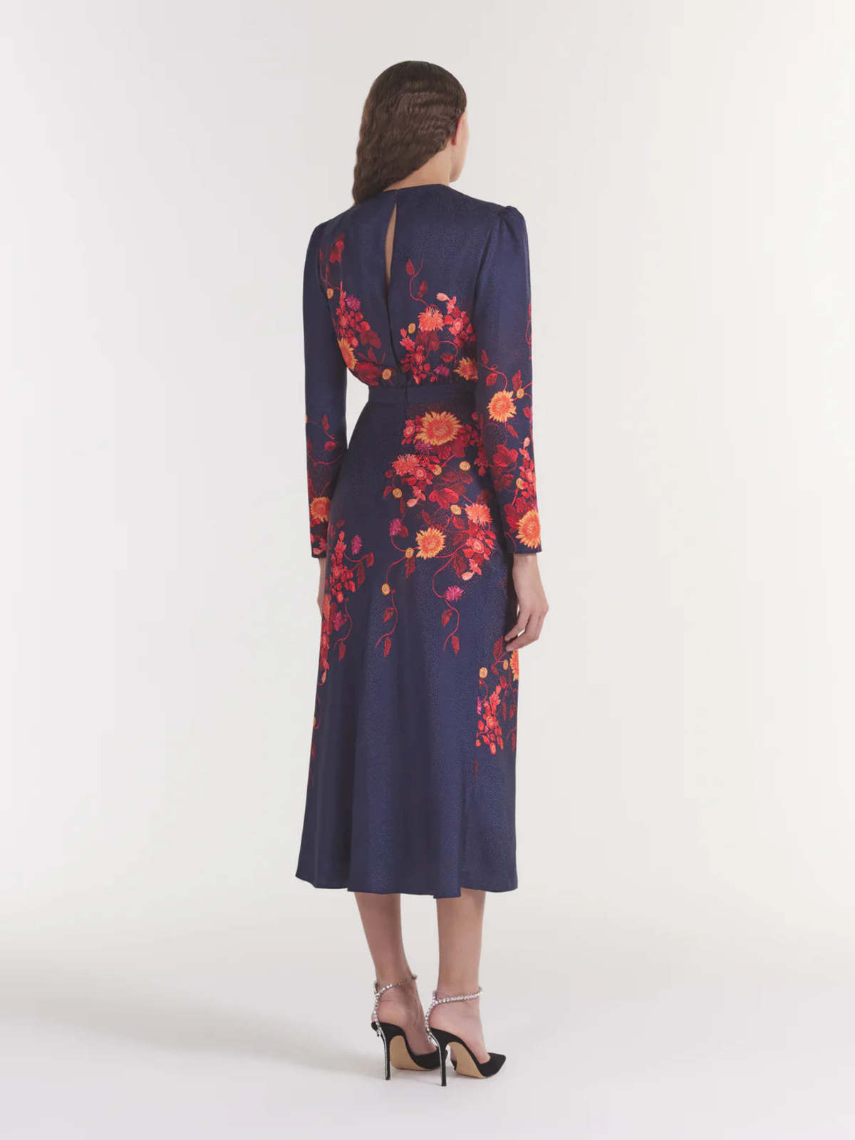 Saloni Claudia Midi Dress - Flori Sunset Plmt - Image 4 of 4
