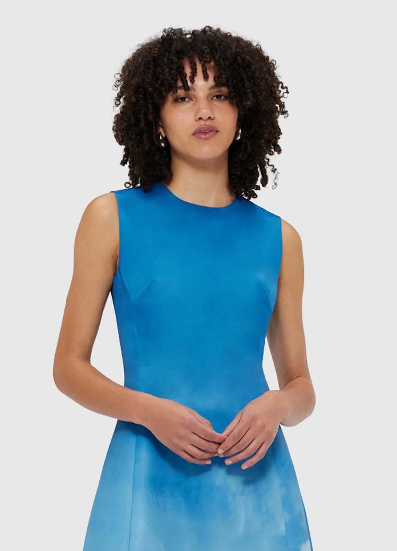 Leo Lin Cleo Sleeveless Midi Dress - Aerial Print | Garmentory Leo Lin Cleo Sleeveless Midi Dress - Aerial Print | Garmentory