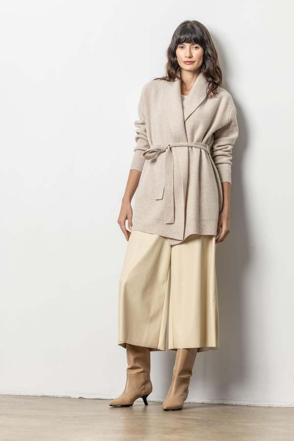 Lilla P. FELTED CARDI COAT SWEATER - BIRCH
