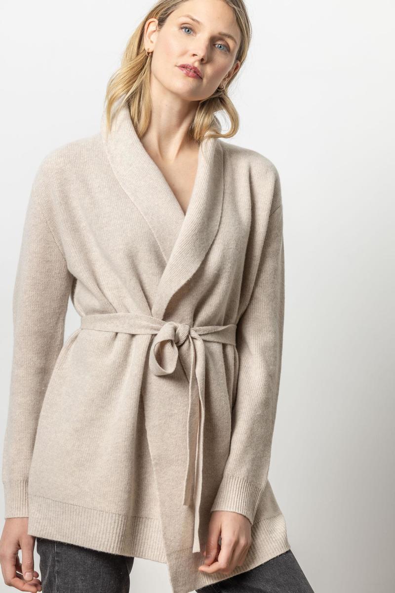 Lilla P. FELTED CARDI COAT SWEATER - BIRCH