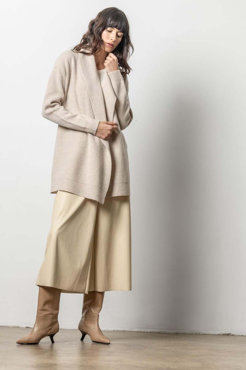 Lilla P. FELTED CARDI COAT SWEATER - BIRCH