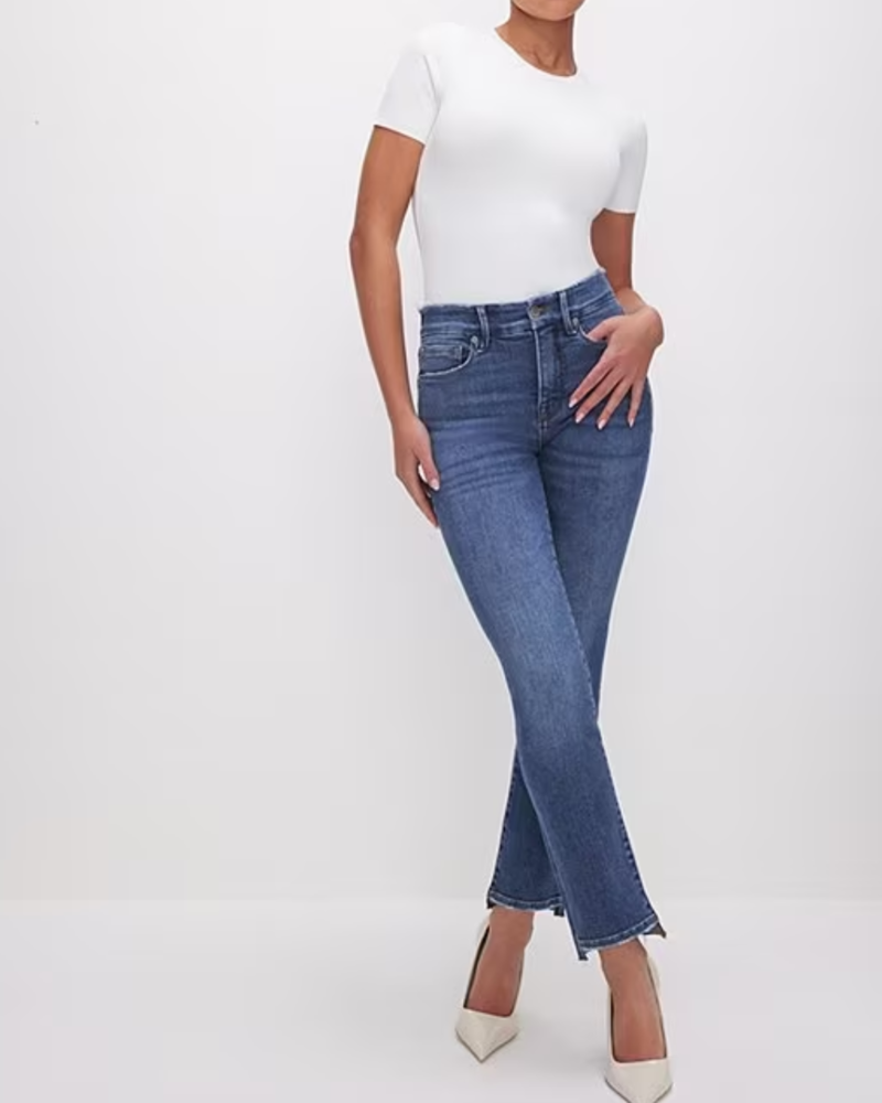 Good American GOOD CLASSIC BABY STEP HEM denim - INDIGO