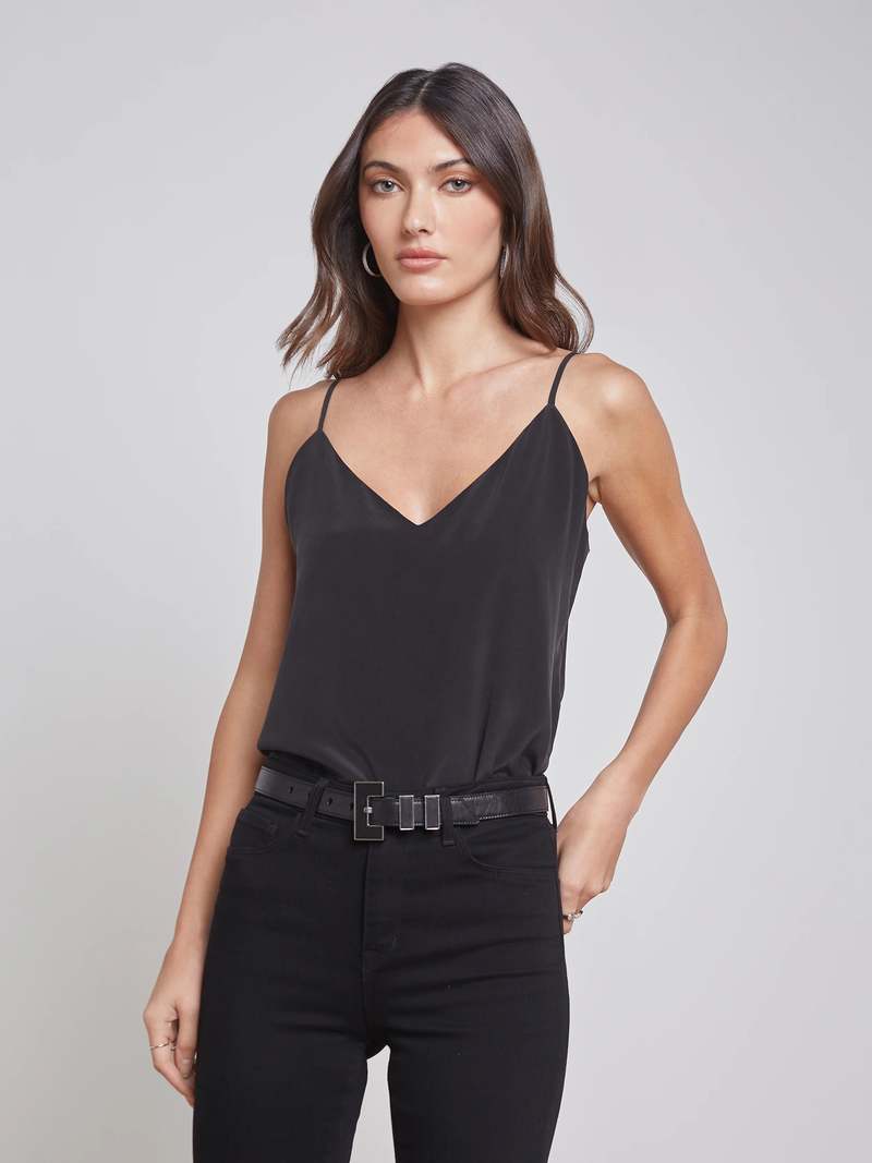 L'agence JANE SILK CAMISOLE - BLACK L'agence JANE SILK CAMISOLE - BLACK