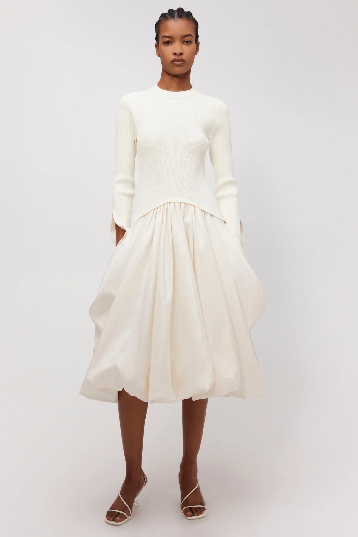 Simkhai KENLIE L/S MOCK NECK MIDI DRESS - IVORY | Garmentory