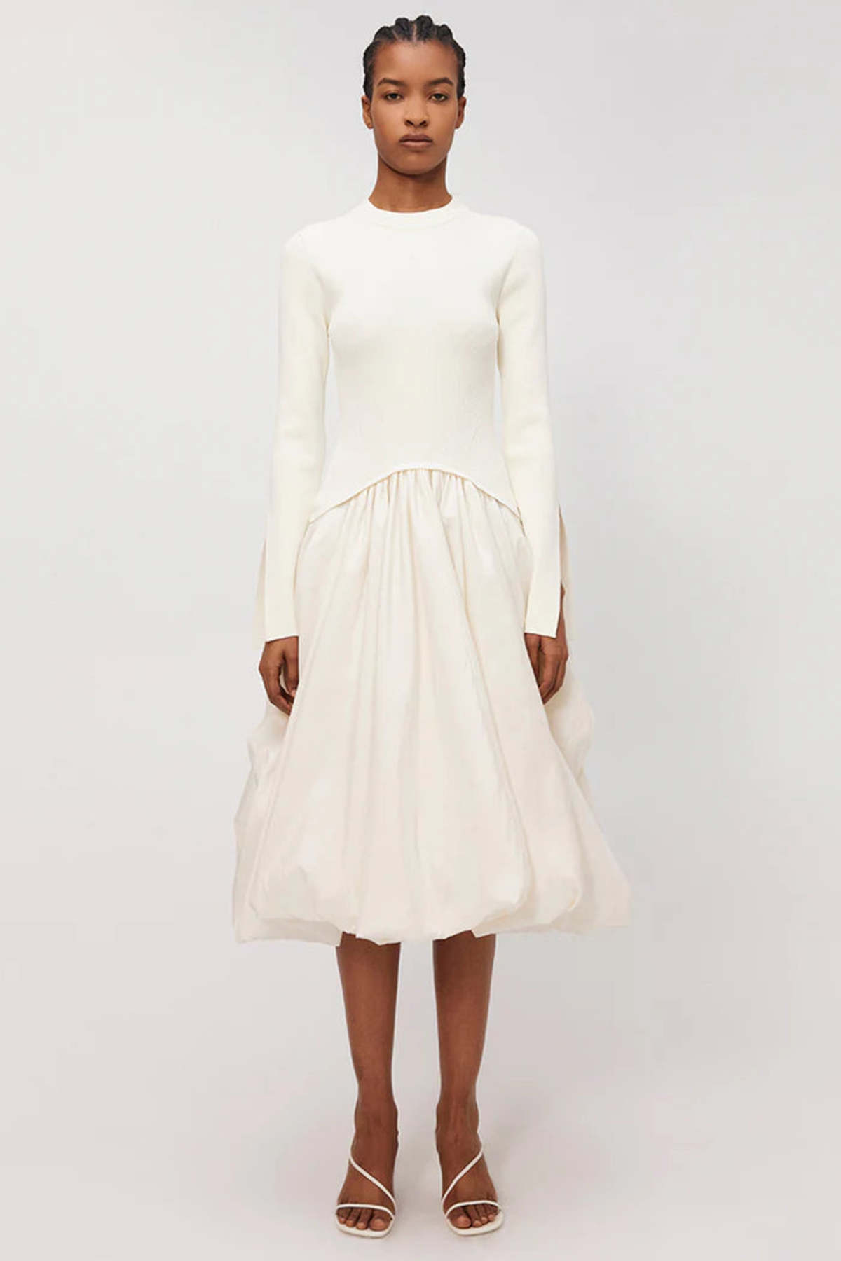 Simkhai KENLIE L/S MOCK NECK MIDI DRESS - IVORY | Garmentory Simkhai KENLIE L/S MOCK NECK MIDI DRESS - IVORY | Garmentory