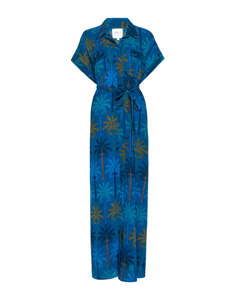 Misa Los Angeles Lou Dress - Cobalt Palms Chiffon