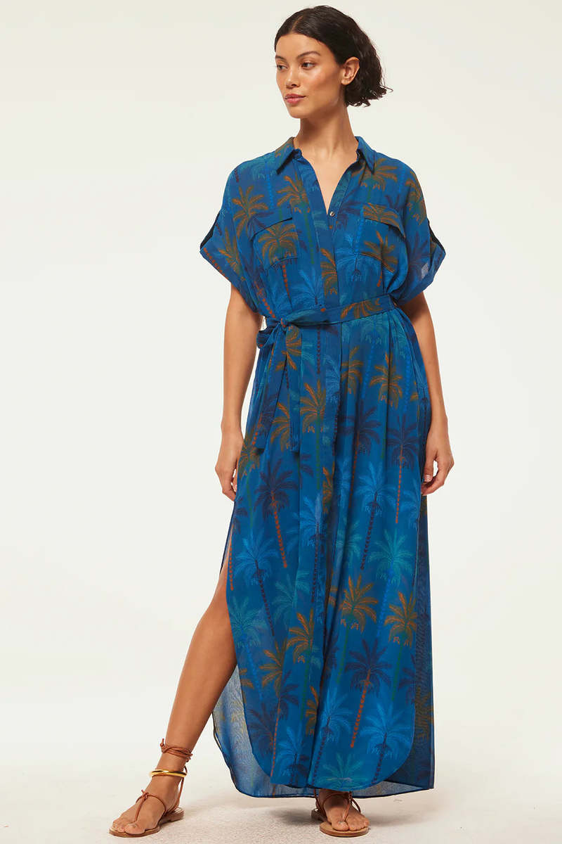 Misa Los Angeles Lou Dress - Cobalt Palms Chiffon