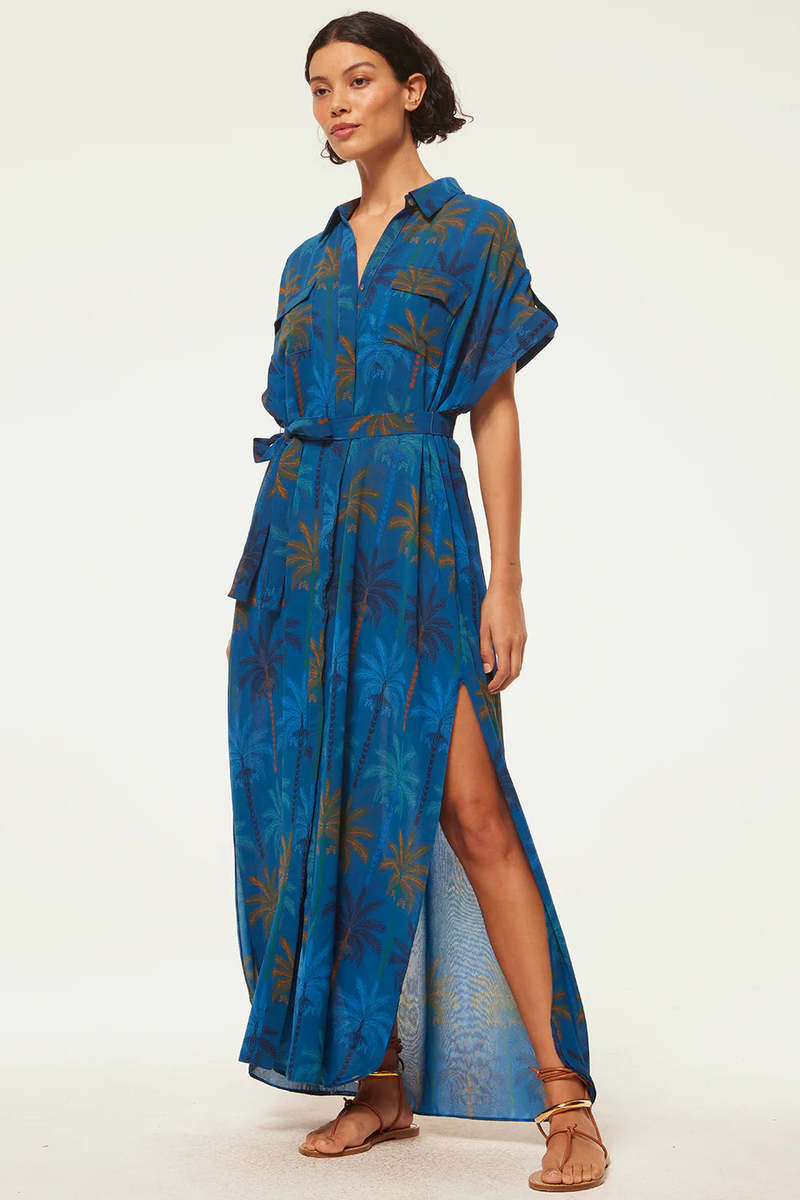 Misa Los Angeles Lou Dress - Cobalt Palms Chiffon