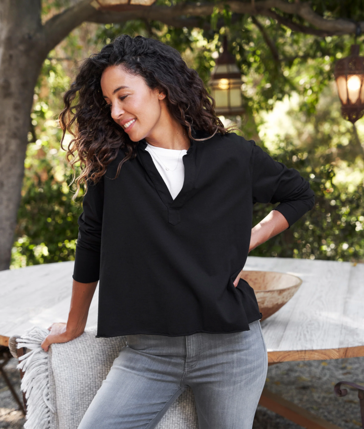 Frank & Eileen PATRICK POPOVER HENLEY - Black - Image 1 of 4