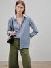 Nili Lotan Raphael With Combo Shirt - Navy Stripe/White - Thumbnail 2
