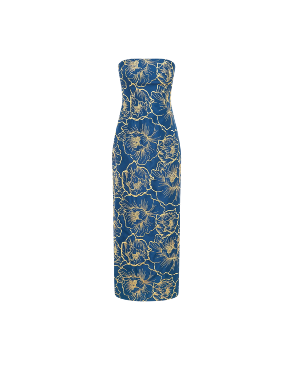 Leo Lin Rayna Bustier Maxi Dress - Marine Blue | Garmentory Leo Lin Rayna Bustier Maxi Dress - Marine Blue | Garmentory