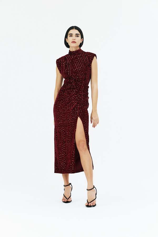 rhea embroidered midi dress Rhea Half-Button Midi Dress (Assorted) main image 1