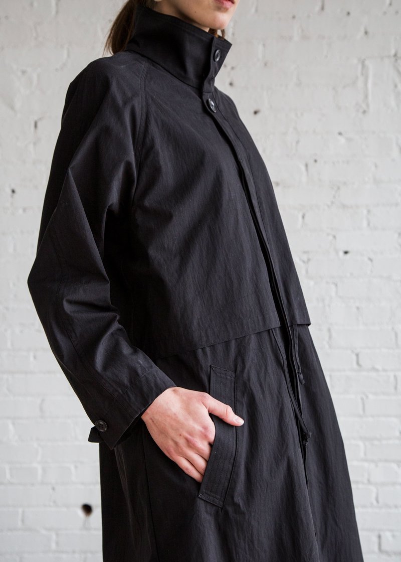 Chimala Stand Collar Coat Black/Cotton | Garmentory