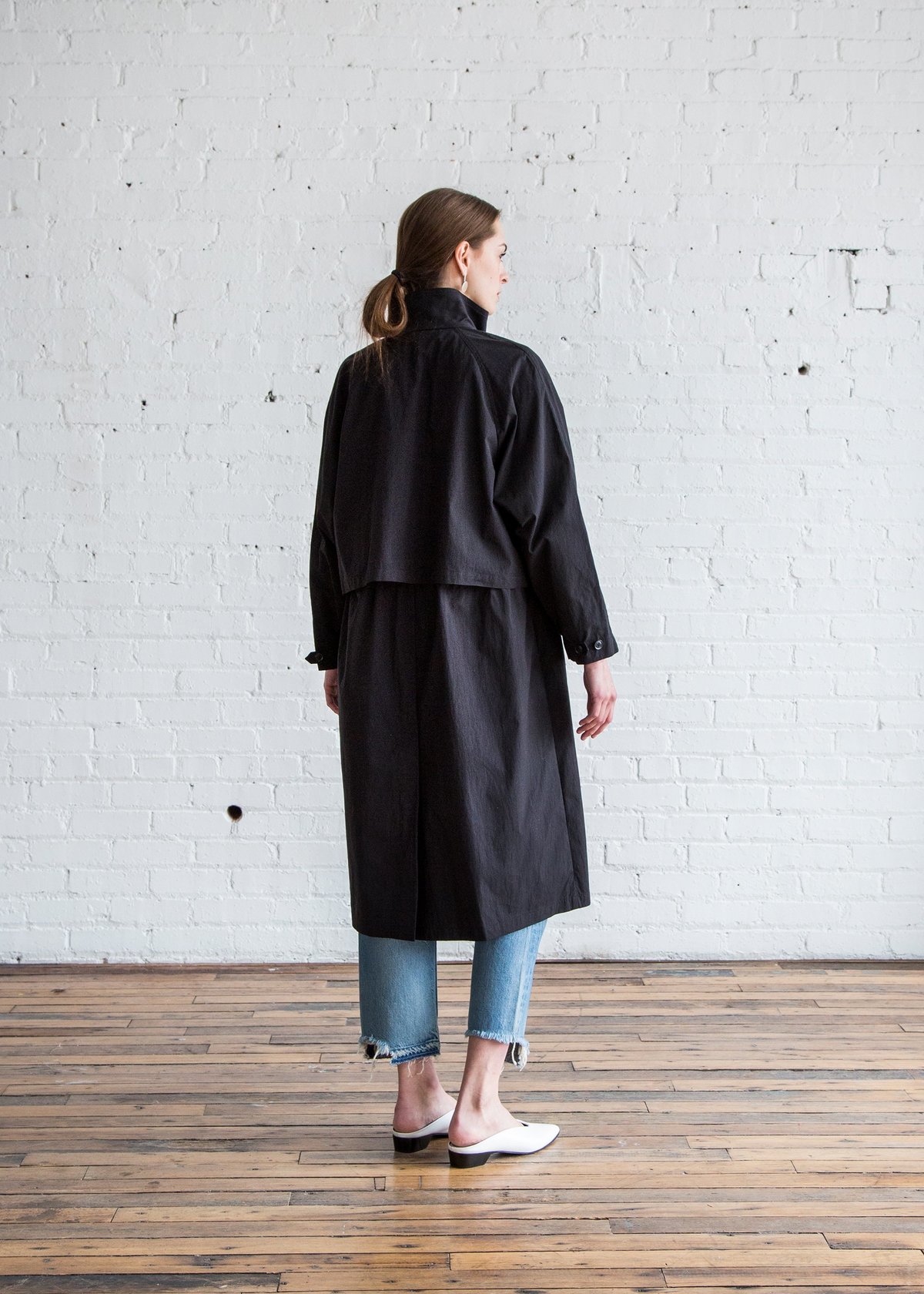 Chimala Stand Collar Coat Black/Cotton | Garmentory