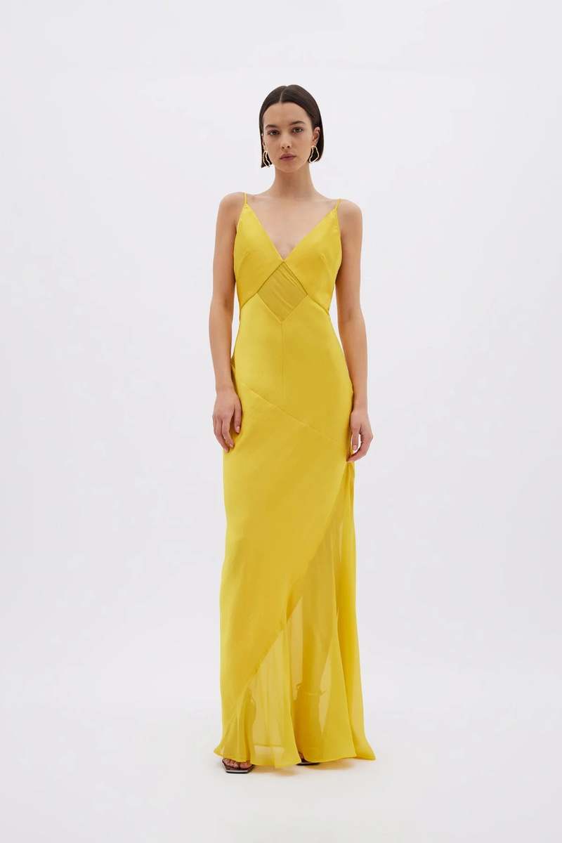Rachel Gilbert Venus Gown - Canary | Garmentory Rachel Gilbert Venus Gown - Canary | Garmentory