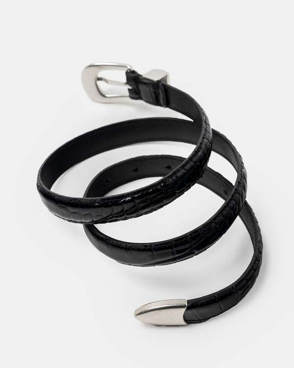 小物 OUR LEGACY 2CM BELT 24aw Croc Bull Hide Our Legacy - Belt 2 cm Black