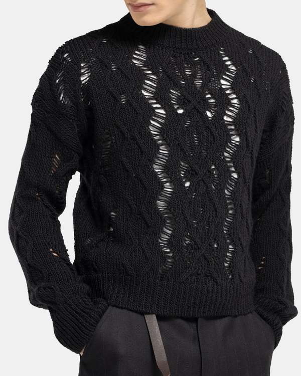 Our Legacy Cable Sonar Roundneck - Black | Garmentory Our Legacy Cable Sonar Roundneck - Black | Garmentory