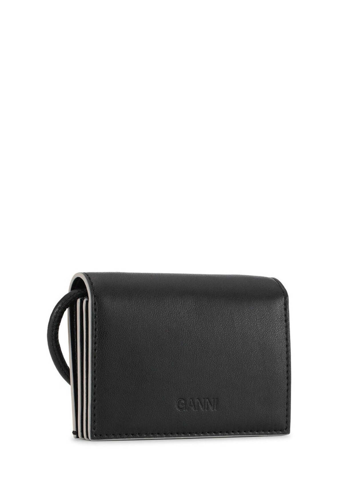 【GANNI】 COMPACT WALLET ブラック Black Black Ganni Bou Trifold Wallet | GANNI US
