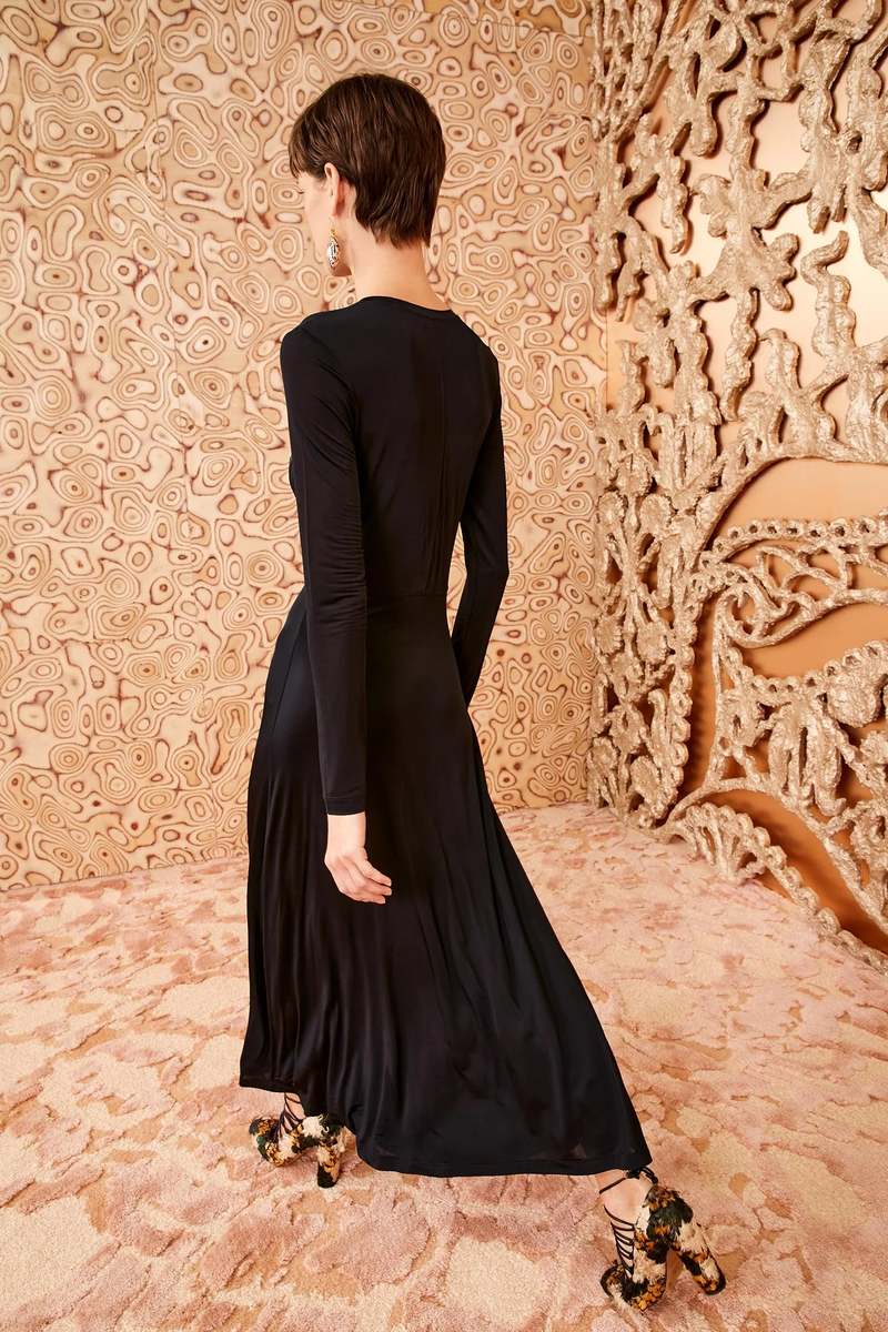 green emerald velvet dress Ida Ruched Turtleneck Dress - Water Blossoms Blue Floral Print Fitted Maxi  Dress