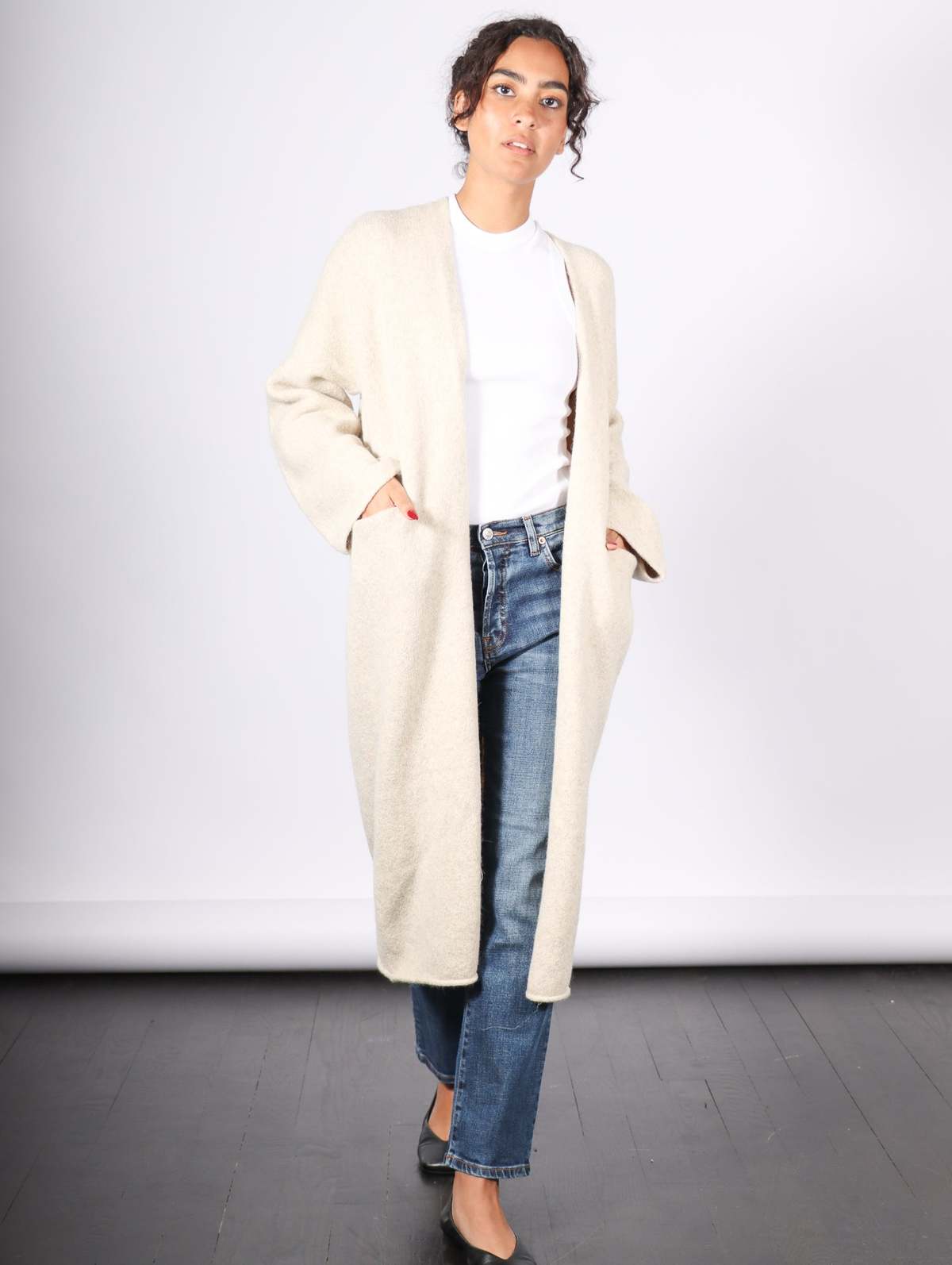 Lauren Manoogian Long Open Cardigan - Ecru | Garmentory