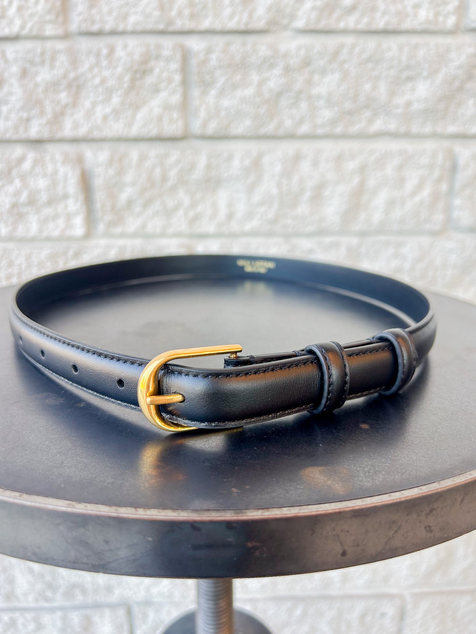 Nili Lotan Jane Belt. Black Leather with Gold Buckle. Like New! Nili Lotan Jane 20mm snake-effect leather belt Nili Lotan main image 3