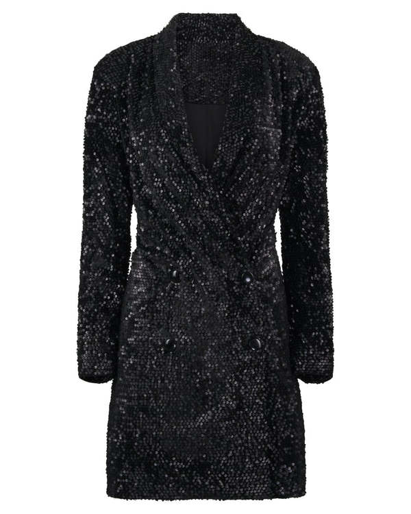 Hilary MacMillan Sequin Blazer Dress (Black) | Garmentory